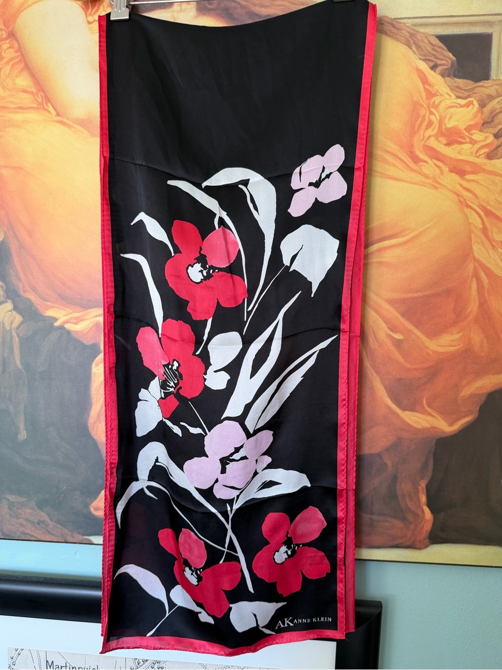 Anne Klein pink and black scarf
